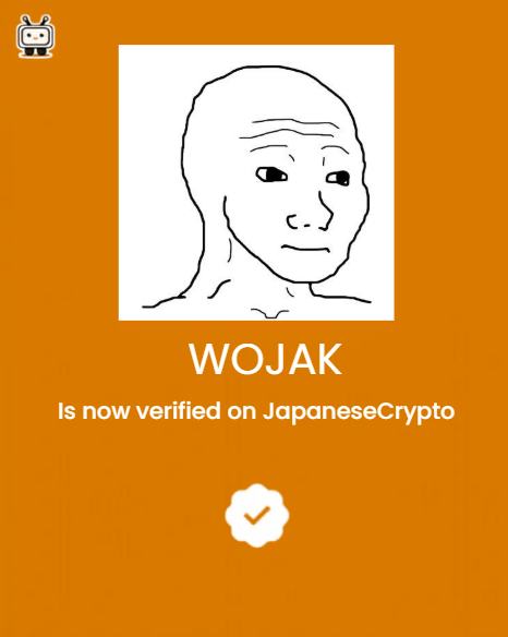 JapaneseCrypto's tweet photo. New Listing! $WOJAK/SOL

#JapaneseCrypto is now available for trading

More details here
https://t.co/LzGnEIdDjn https://t.co/nQfrKjPNAr