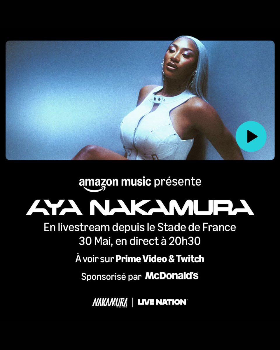 blogotheque's tweet photo. Retrouvailles au sommet avec Aya Nakamura : le Stade de France 🎥

En livestream le 30 mai, direct à 20h30 : https://t.co/lm2yWuxb9L
À voir sur Prime Video &amp; Twitch, tout simplement inratable !

@AyaNakamuraa 
@amazonmusic 
@LivenationFR https://t.co/YibvQF97Kd