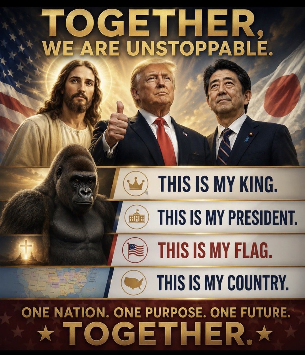 Azukisol0415's tweet photo. Faith, freedom, and an unbreakable bond between nations. Remembering the powerful leadership and looking toward a strong future. Together. 🙏✨

Together, we are unstoppable. One nation, one purpose, one future. Standing strong with unity, faith, and leadership! 🇺🇸🇯🇵✨

⁠#Patriot⁠
 ⁠#AmericaFirst⁠
 ⁠#Conservative