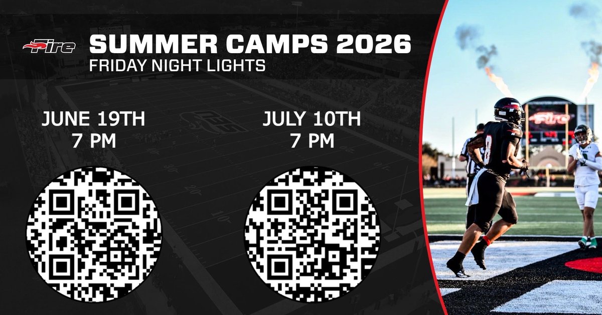 CoachJOdaffer's tweet photo. Go Fire! 

🚨
1⃣8⃣Days 'til our 1st Friday Night Lights Camp 
🚨

Pull up and Put on!

Pre-Register for June 19th:
https://t.co/oQlHMJKV4T

Pre-Register for July 10th:
https://t.co/YvC6DhjPZS 

#ThruTheFire 
#TheFireRises 
#SYATT 
#FAETW https://t.co/emcrqK2aKp