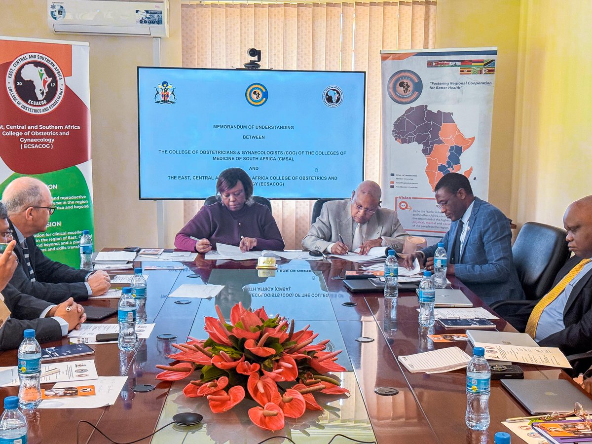 ecsacog's tweet photo. A Landmark Partnership for Women’s Health in Africa

ECSACOG and CMSA have officially signed an MoU, marking a major step forward in strengthening collaboration to improve women’s health across Africa.

#ECSACOG #CMSA #RegionalCollaboration #WomenHealth #MaternalHealth https://t.co/EEtOuovTXa