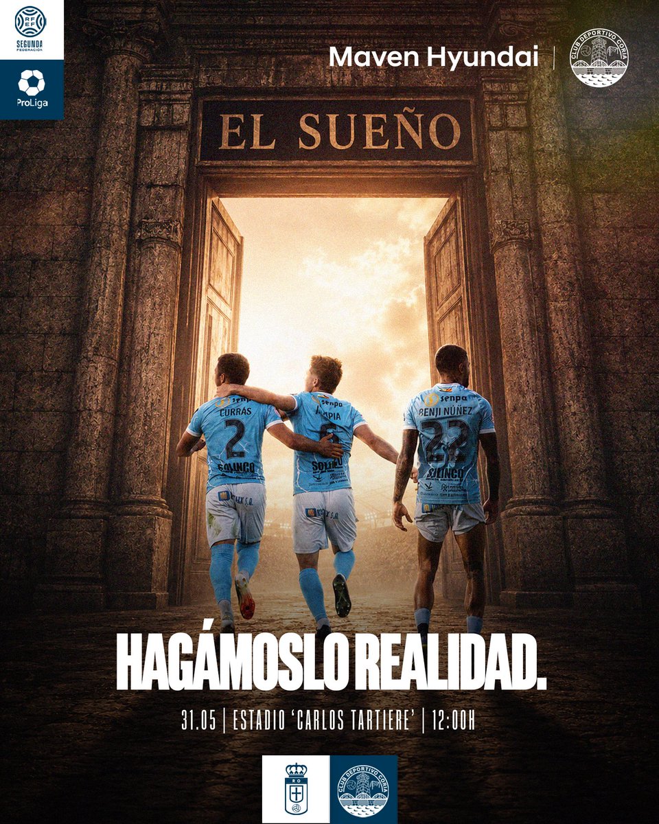 CDCORIA's tweet photo. Hagámoslo realidad. 🩵

🆚 @Cantera1926 
🗓️ Domingo 31/05/2026
🕕 12:00H.
🏟️ Estadio 'Carlos Tartiere'.
🟢 PlayOffs - Final Vuelta | #SegundaRFEF

📲 #MiCorazonLateCeleste #TodosAOviedo https://t.co/ee3mjcE9x0