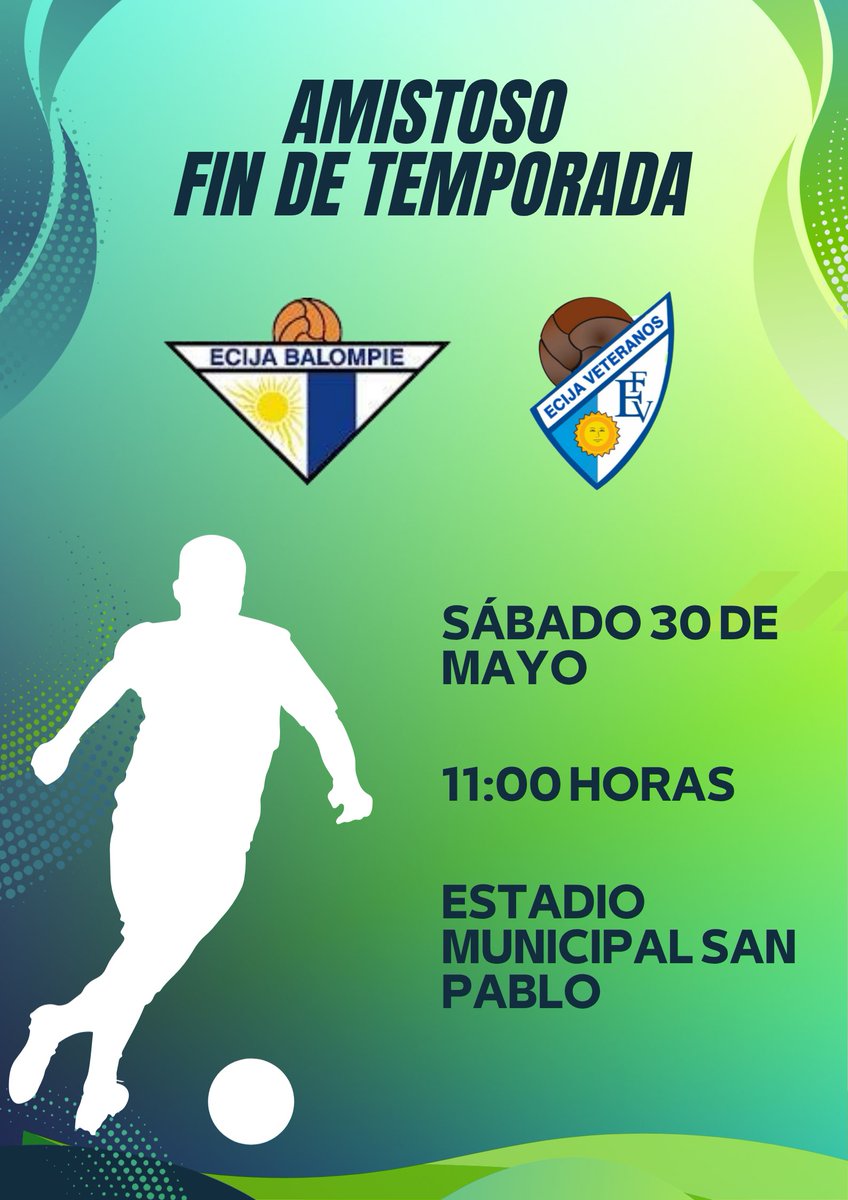 ecijabpe's tweet photo. Este sábado tienes una cita en el Estadio Municipal San Pablo, jugaremos un partido amistoso frente a Écija Veteranos, actual campeón de la liga de veteranos, un gran cierre de la temporada para ambos conjuntos para terminar con buenas sensaciones https://t.co/AIxk3eH8aZ
