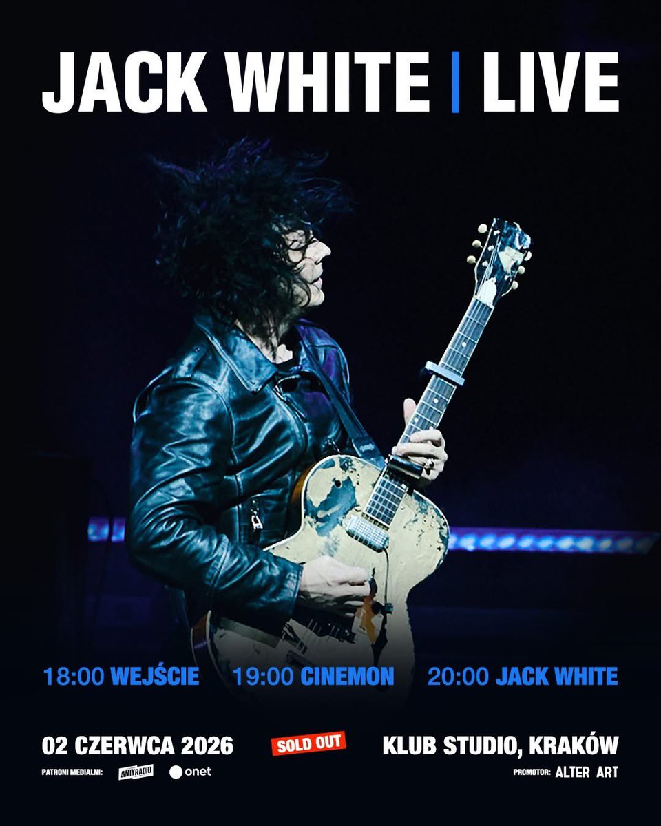 ALTER_ART_'s tweet photo. Jack White  na wyprzedanych koncertach w klub Stodoła (1.06) i Klub Studio (2.06) już za kilka dni! W roli supportów wystąpią The Stubs (Warszawa) i cinemon (Kraków). Oto czasowa rozpiska obu wieczorów.

@klubstodola @KlubStudio https://t.co/ZP5CD8lUuf