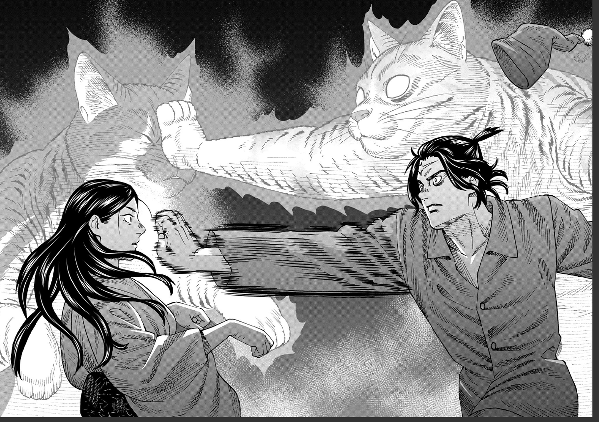 現在無料で読めるニャイリビ27話のクナギが相手を追い詰めるシーンのタイムラプスです
左側はキキという名の女性ですが、猫っぽいポーズをとらせたかったのに狐みたいな手になっちゃいました☺️