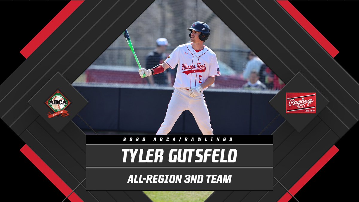 ILTechAthletics's tweet photo. A pair of @illinoistechbaseball players have been selected to the ABCA/Rawlings All-Region Teams. Philip Bentz was chosen to the second team while Tyler Gutsfeld was selected to the 3rd team. #Techyeah #FeartheHawk https://t.co/B7FrPWzVuS