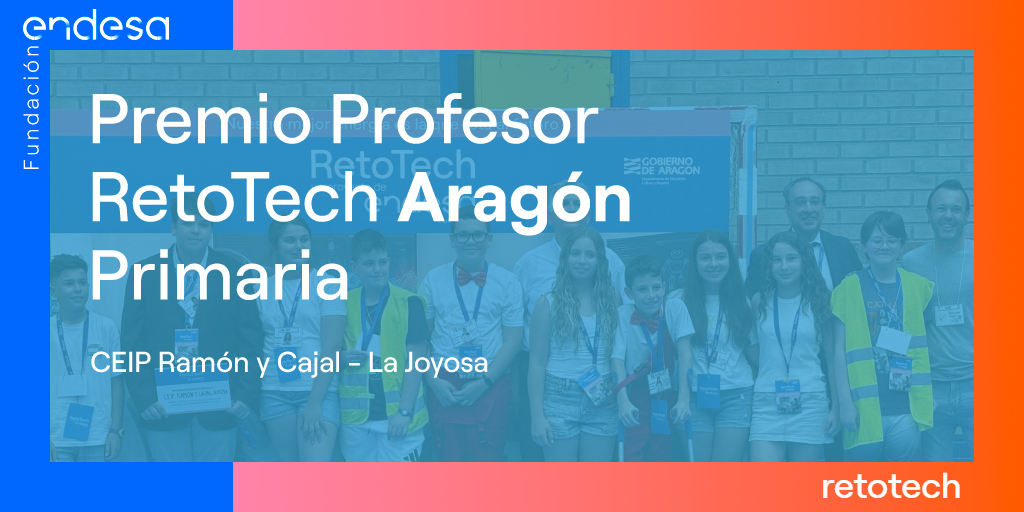 RetoTech's tweet photo. 🇪🇦 #RetoTech España 

🎖️El CEIP Ramón y Cajal - La Joyosa es el ganador del Premio Profesor RetoTech Aragón en la categoría "Primaria". ¡Enhorabuena!

#EspírituRetoTech @FundacionEndesa https://t.co/Z8t5rnlqUk