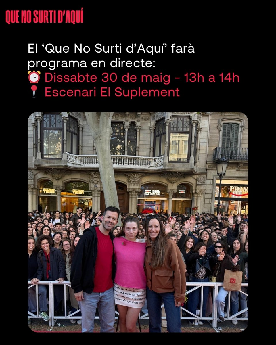 crisalidestudio's tweet photo. Aquest cap de setmana, 30 i 31 de maig, estarem a 3Cat en Viu, a l’Anella Olímpica de Montjuïc

🤫 ‘Que no surti d’aquí’ en directe
 🎙️ ‘Loft’ especial en directe
 📖 Taller d’escriptura creativa amb Berta Aroca

Dos dies per viure l’univers @som3cat  en directe! https://t.co/vaiSMfwPWR
