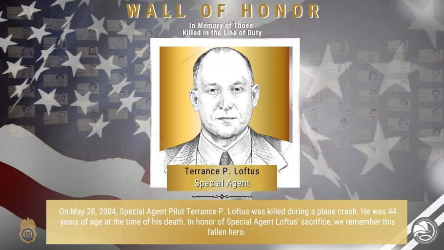 DEAHQ's tweet photo. Today, we take a moment to honor Special Agent Pilot Terrance P. Loftus, who lost his life in the line of duty on May 28, 2004. #NeverToBeForgotten @DEACHICAGODiv @TheJusticeDept

Learn more about this fallen hero on his DEA #WallOfHonor page:  https://t.co/xRKhkk4xLq https://t.co/cSp19vlvnc