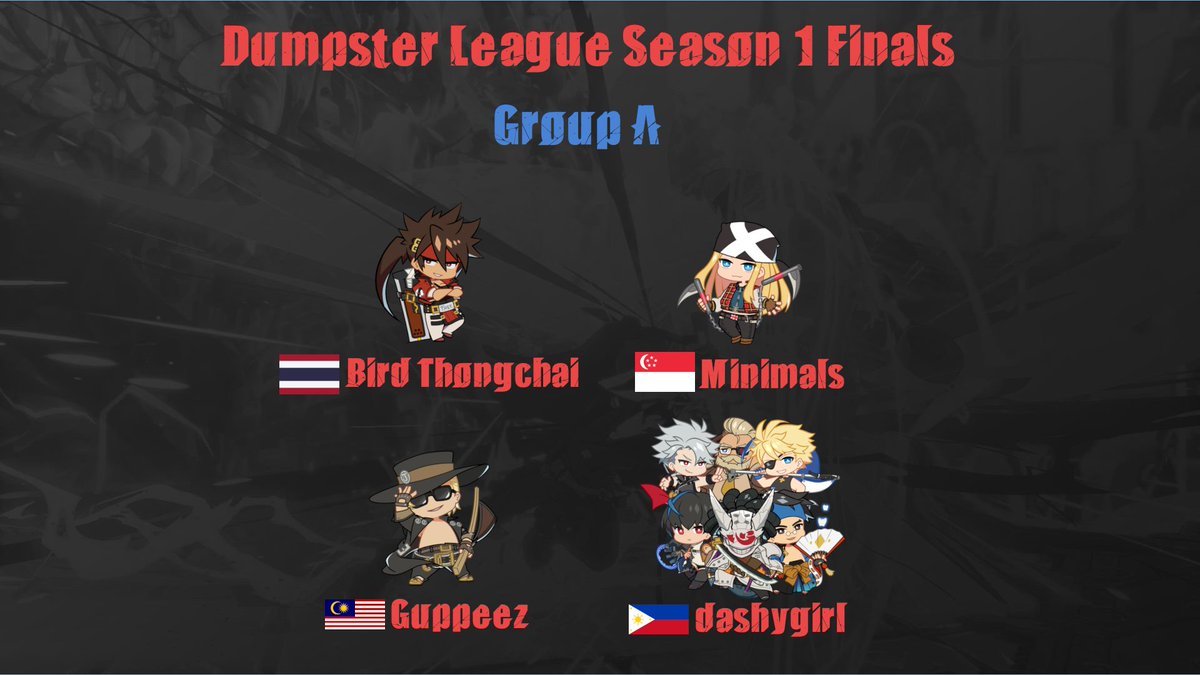 DumpsterDuelFGC's tweet photo. We will hold the finals for our very first season of Dumpster League THIS SATURDAY at 8PM GMT+8! 
Watch our 16 finalists fight for glory and the USD100 prize pool. 
Please check below for the groupings and the stream schedule (some matches in the group phase are off stream) https://t.co/uJqvmkx4Co