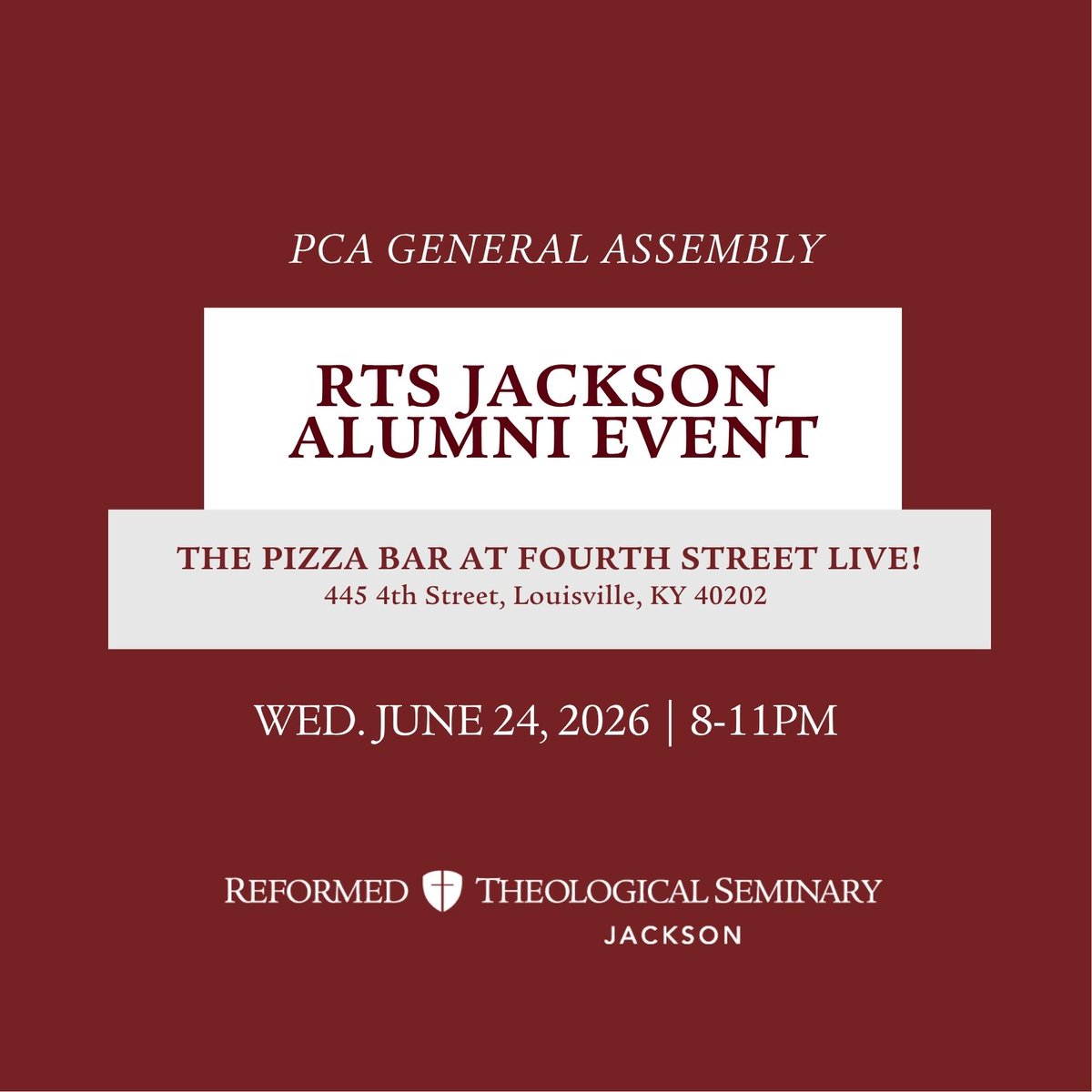RTSJackson's tweet photo. Calling all RTS Jackson alumni who will be gathering for this year's PCA General Assembly in Louisville: Join us Wednesday, June 24 for an alumni gathering and to hear from Jackson Campus President Dr. @DavidTIrving. More information and registration to follow! https://t.co/BywSenfENo