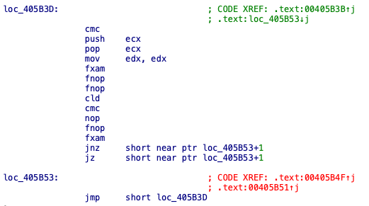 ech0re's tweet photo. Petit challenge pour mes collègues reverse engineers:

Vous analysez un malware qui n'a visiblement aucune fonction et vous tombez sur ce bout d'instructions près de l'EP. Quelle est votre hypothèse ? Comment faites-vous pour la prouver ? Et comment procédez-vous par la suite pour analyser ce sample ?