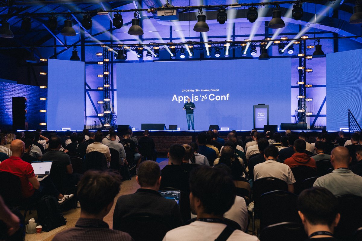 swmansion's tweet photo. 💫 @appjsconf is all about knowledge sharing and networking. We're back after the break – next on the agenda:
👉 @iwoplaza now on stage, talking about composable WebGPU shaders for React Native and beyond
👉 Yefim Vedernikoff on how they actually ship such cool features at @partiful
👉 @ziusko on portals (or actually the illusion of portals) in React Native
👉 @Nklockiewicz on the common challenges in building React Native apps with on-device AI