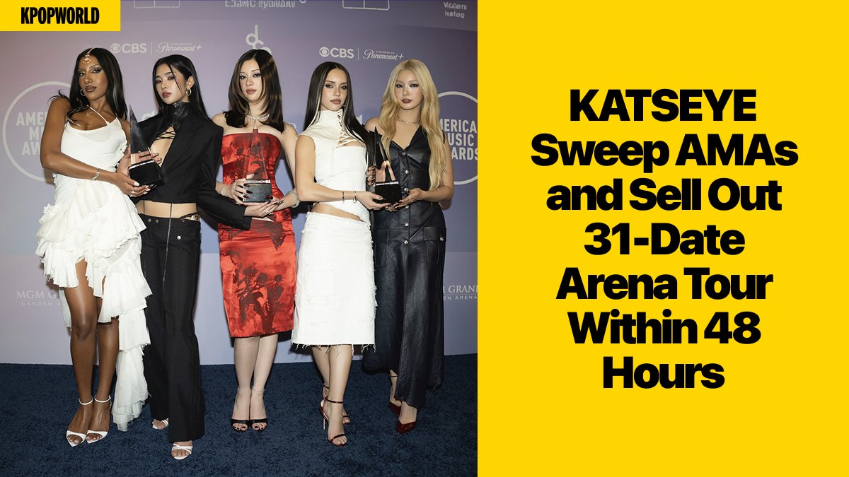 KPOPWORLD's tweet photo. #KATSEYE have swept the AMAs – New Artist of the Year, Breakthrough Pop Artist and Best Music Video for "Gnarly" – and every single date on the WILDWORLD TOUR has sold out. All 31 of them. Second nights added in London, New York, LA and Mexico City. Gone too. To put that in perspective: when fans bought those tickets, KATSEYE had eleven songs to their name. Eleven. The idol-system model HYBE and Geffen gambled on is looking very well vindicated right now.

WILD, KATSEYE’s third EP, drops 14 August. The tour opens 1 September in Dublin.

Read here: https://t.co/BUfbPirwas
@katseyeworld