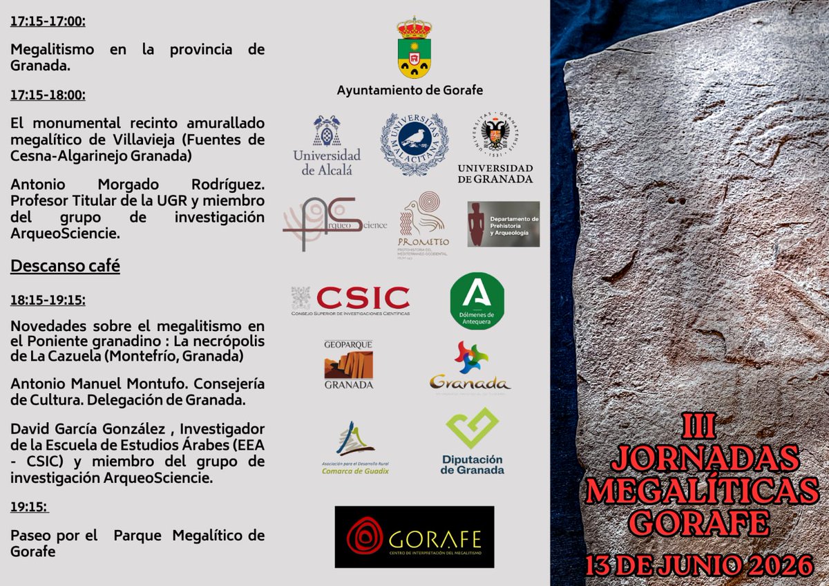 GDR_GUADIX's tweet photo. Gorafe acoge el 13 de junio las III Jornadas Megalíticas, una cita dedicada al patrimonio arqueológico, la investigación y el paisaje megalítico del Geoparque de Granada. La jornada finalizará con un paseo por el Parque Megalítico de Gorafe. #GeoparqueDeGranada https://t.co/fECwIxMxhj