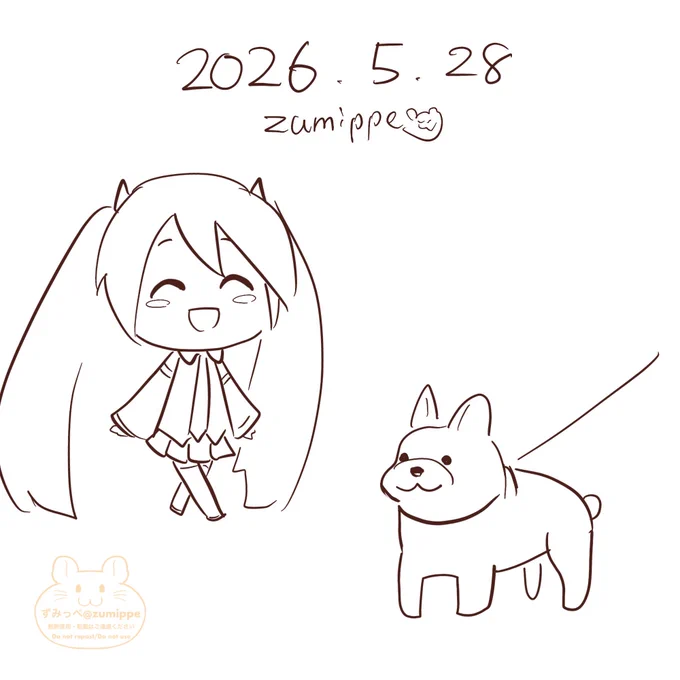 #5分絵日記 
今日は大きめのフレンチブルドッグを見れました。 