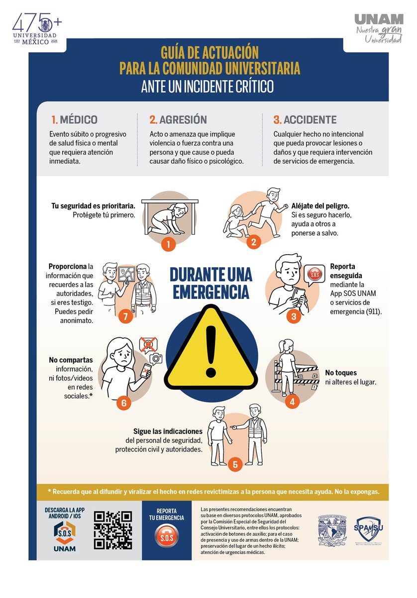 Gaceta_UNAM's tweet photo. Protocolos de actuación de @SPAMSU_UNAM.

Hoy, ¿qué hacer ante un incidente crítico? https://t.co/ss4kGYqYp6