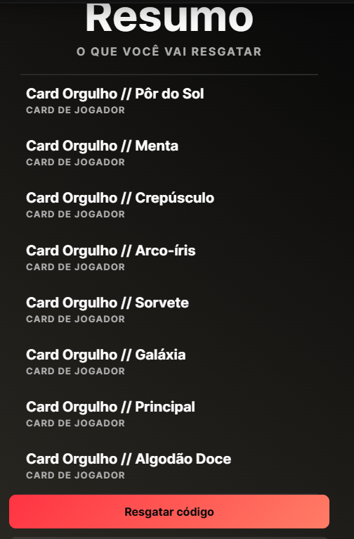 Marpkat_'s tweet photo. Para aqueles que não resgataram os cards pride do valorant no ano passado, ou ano retrasado, ou no ano anterior resgate agora..

CC-VAL26-PLAYR-CARDS

Sobre o spray e o titulo desse ano eu não sei o código :(( se eu descobrir posto

#VALORANT https://t.co/nKu0piucr3