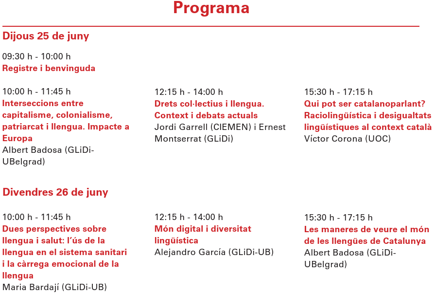 glidiUB's tweet photo. 👁‍🗨Ja heu ullat el programa de l'#EscolaCIEMEN 2026? 

♦️Del 25 de juny al 3 de juliol, la desena edició "Llengües d'aquí i arreu" concentra 36h de formació sobre la gestió de la diversitat lingüística a Catalunya. 

🏷️Apunteu-vos-hi aquí: https://t.co/OWNmZmj2k6 https://t.co/6L0RxqZVyv