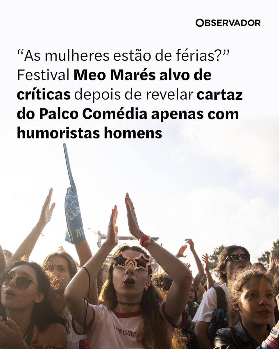 observadorpt's tweet photo. A pouco menos de dois meses de acontecer, o festival Meo Marés está a ser alvo de críticas. Nos três dias de festival, além da música, sobem também a palco 12 humoristas — nenhum deles mulher.

Saiba mais no link nos comentários.

#Festivais #MeoMarés #Comédia #Humor https://t.co/rKfdOGYUgR