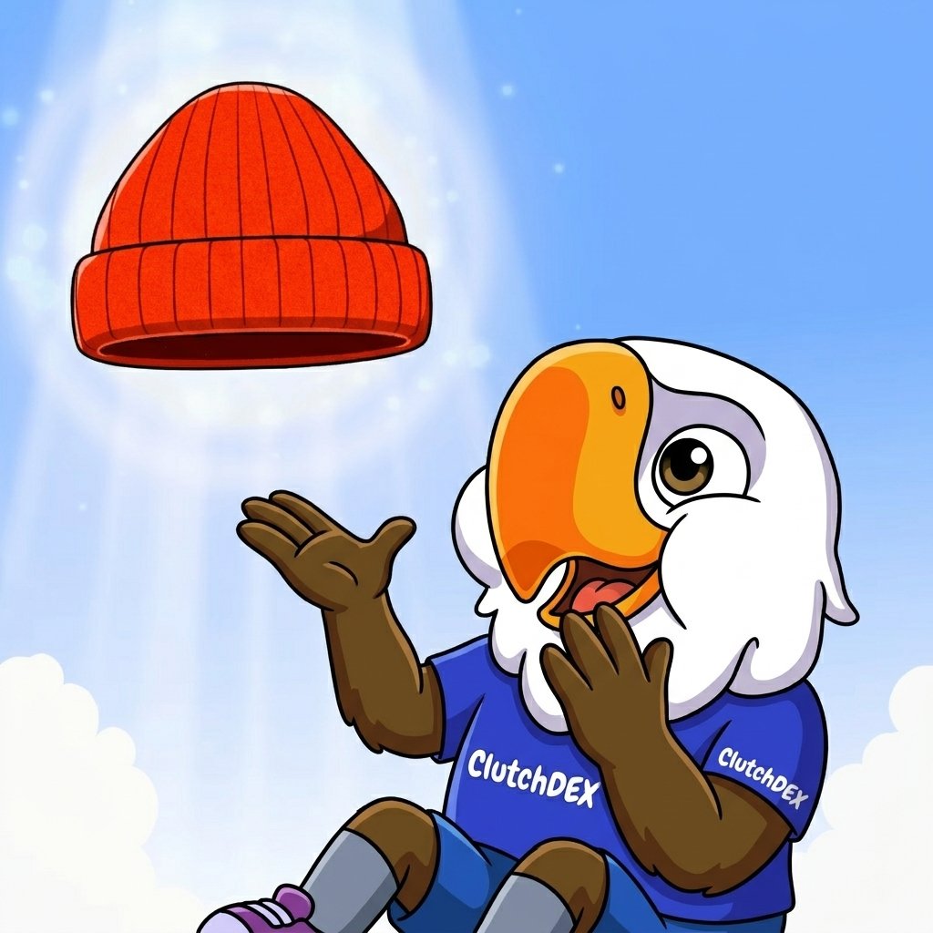 Clutch_DEX's tweet photo. Real degens know when to tip their hats and when to grab the alpha. We don't just follow narratives, we become them. The red beanie stays on. 🦅🔴 $CLUTCH #ClutchDEX https://t.co/Tp2VbMKOpm