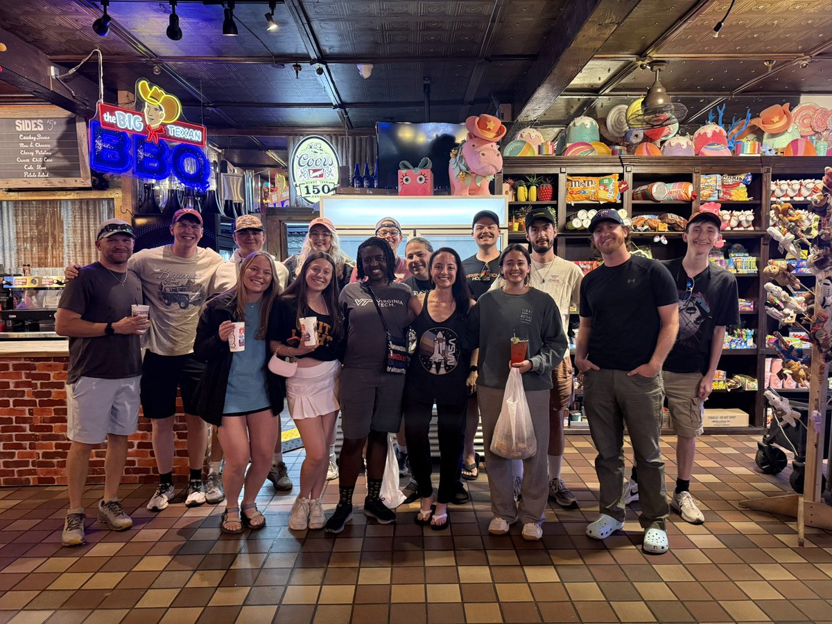 KathrynProciv's tweet photo. Found ALL the #Hokies at The Big Texan last night! @StormCruzzer + @hokiestorm! 🧡♥️ https://t.co/fKut8iqbIK