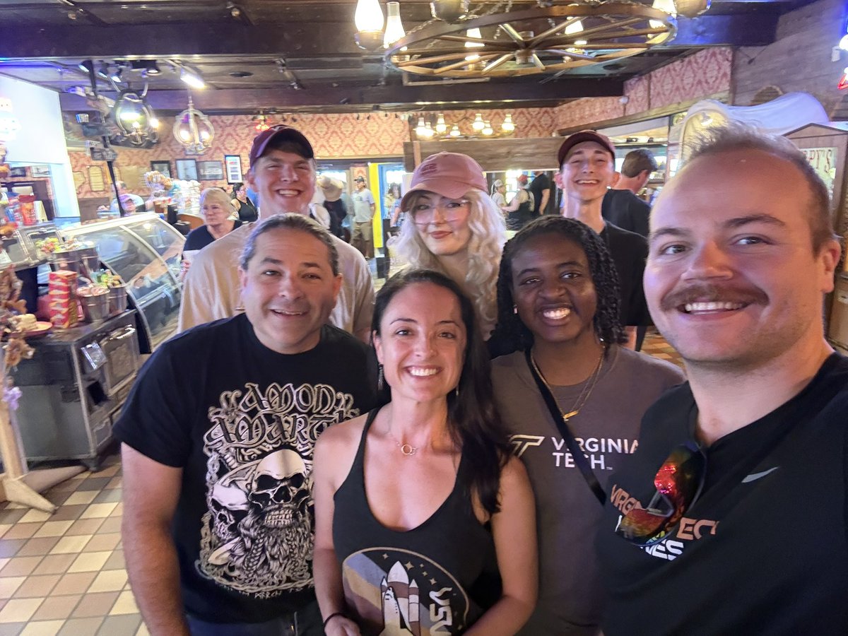 KathrynProciv's tweet photo. Found ALL the #Hokies at The Big Texan last night! @StormCruzzer + @hokiestorm! 🧡♥️ https://t.co/fKut8iqbIK
