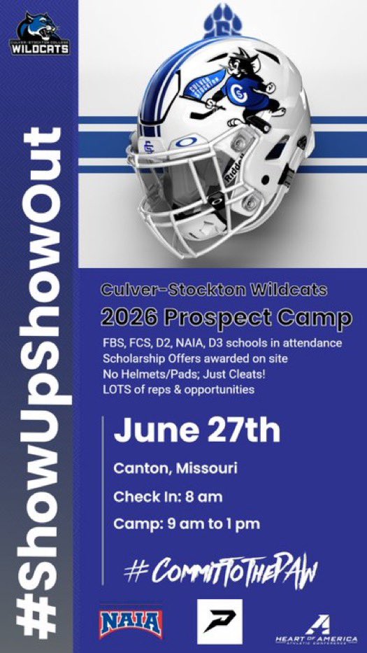 slaughter_ryan's tweet photo. I am very appreciative for the camp invite from @CoachCutshaw and @CSCwildcatsFB❗️#Grittin https://t.co/7BqEw7R6tP