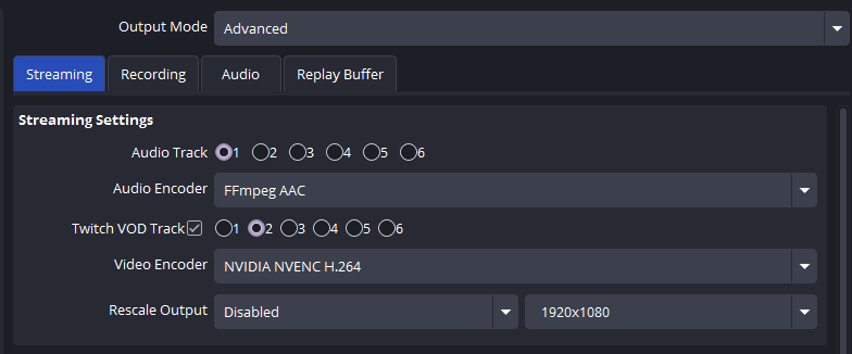 Aliwitch97's tweet photo. Here's the setup in OBS. Am I missing something? 
Do I click that one setting I circled? 
I'm just trying to make this easier on myself so that audio when I upload is cleaner for those who attempt to watch. 
#twitch #OBS https://t.co/fumR0KUGUC