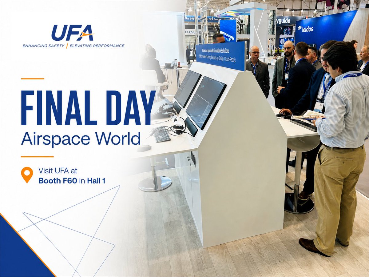 UFA_INC's tweet photo. Wrapping up the final day of Airspace World! Don’t forget to visit UFA at Booth F60 in Hall 1. https://t.co/OG1PHwBxqj