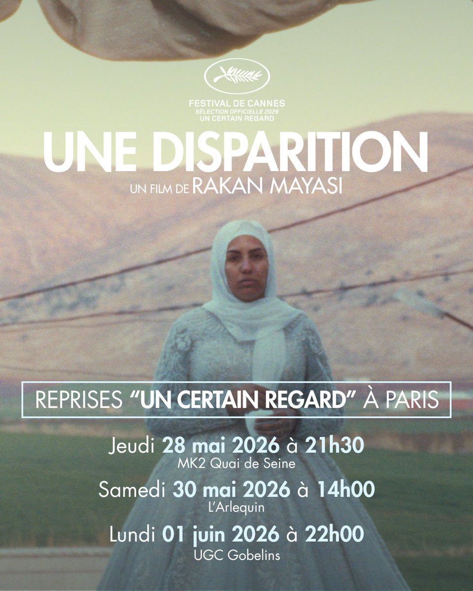 LAtelierDistrib's tweet photo. Découvrez en exclusivité UNE DISPARITION (Yesterday the Eye Didn’t Sleep) de Rakan Mayasi, lors des reprises de la sélection Un Certain Regard de la 79ème édition du Festival de Cannes, dans les cinémas parisiens.
@Festival_Cannes 

📆Prochainement en salles. https://t.co/9l8b6BnA6T