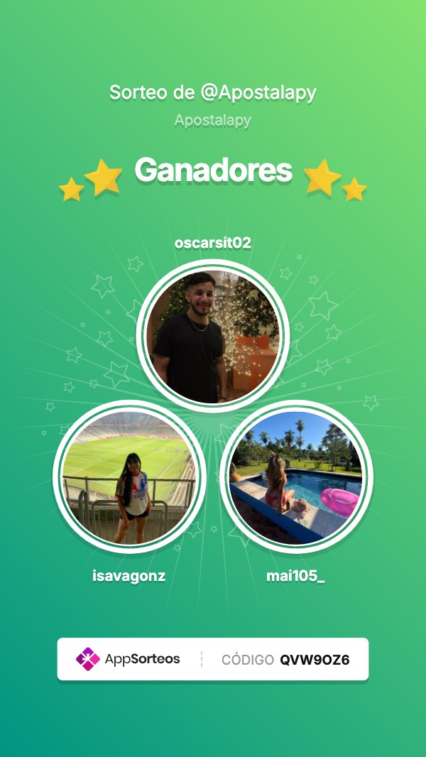 Apostalapy's tweet photo. — SORTEO FINALIZADO — Los ganadores son: 

1. @oscarsit02
2. @isavagonz
3. @mai105_ https://t.co/b9QGECWCqz