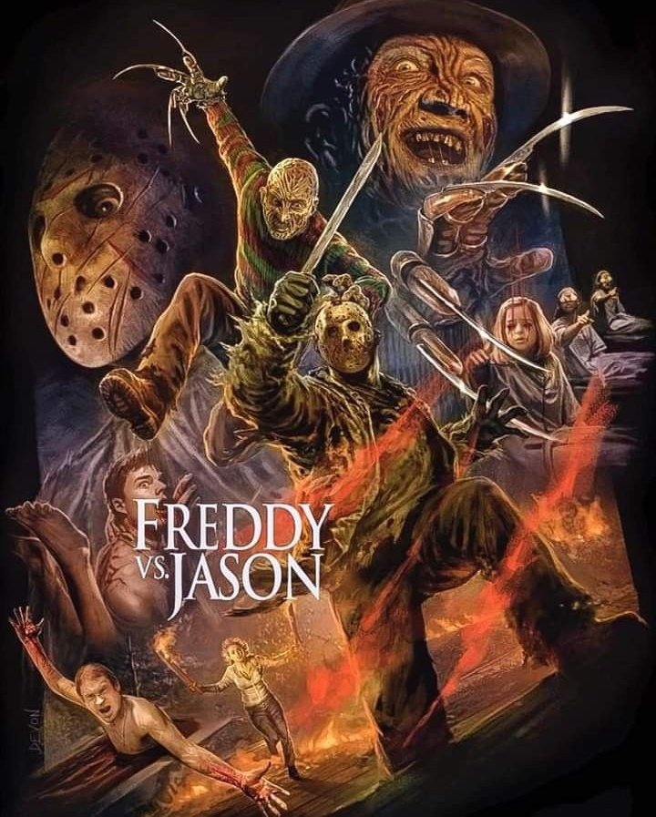 FreddyKruegerDB's tweet photo. Loving this artwork. 

Freddy vs Jason (2003)

(🎨: Devon Whitehead) https://t.co/gnwcDPXD2g