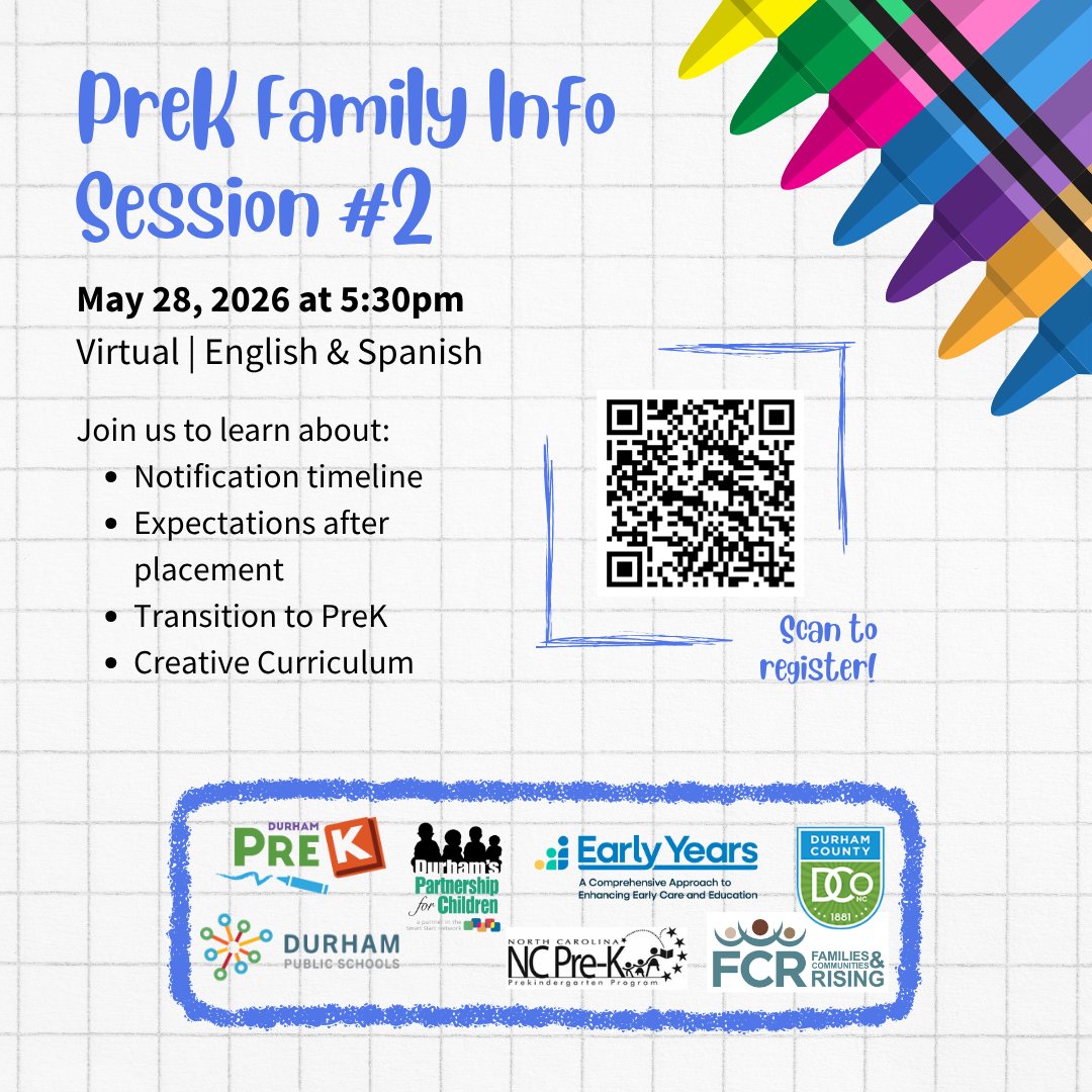 DurhamPrek's tweet photo. There is still time to register for our upcoming virtual PreK Family Info Session 2, which will be held tonight at 5:30pm! Attendees can register by scanning the QR code or by visiting the link below. See you there! 💻

https://t.co/dJpNRmVK6b

#FamilyInfoSession https://t.co/JxZtpvSSCt