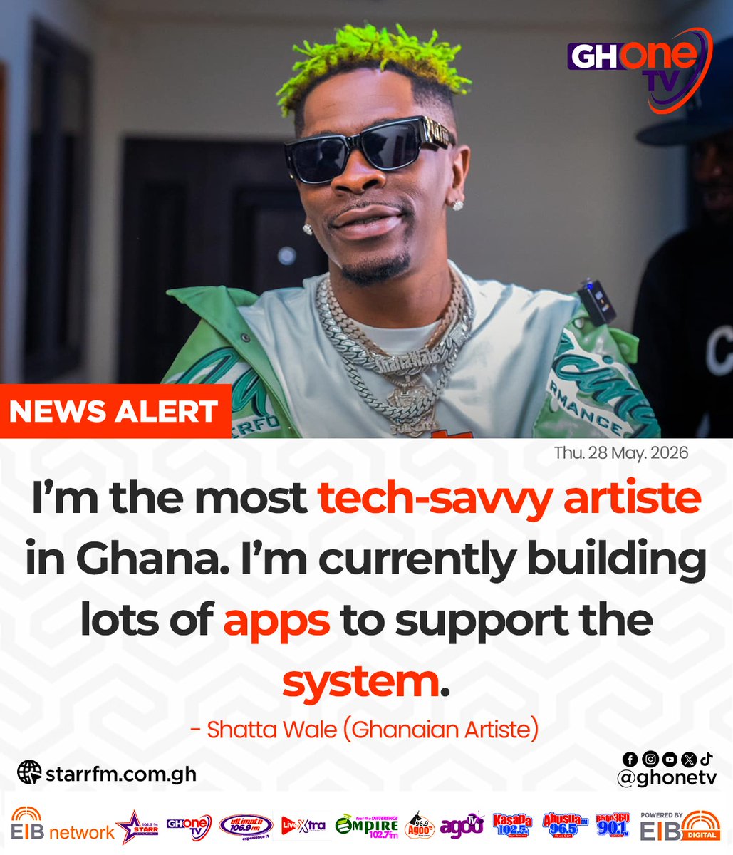 ghonetv's tweet photo. I'm the most tech-savvy artiste in Ghana... - Shatta Wale (Ghanaian Artiste)

#GHOneNews #EIBNetwork 
#GHOneTV #NewsAlert https://t.co/YjxGgbXIob