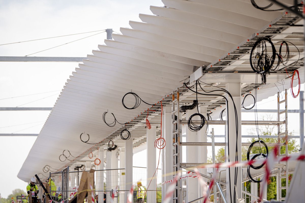 RailBaltica's tweet photo. The southern part of the new Riga Central Station is entering “Power On” mode, as permanent power supply systems are gradually activated and engineering systems begin testing and commissioning.

This marks an important transition from core construction works towards a technically operational railway infrastructure facility, where station systems can begin functioning in real conditions.

🔗 Read more: https://t.co/q1nE9k0npi

Photos: Eiropas Dzelzceļa līnijas | @BERERIX 

#RailBaltica #CEFTransport #NextGenerationEU #NextgenEU #Atveselosanasfonds #InvestEU