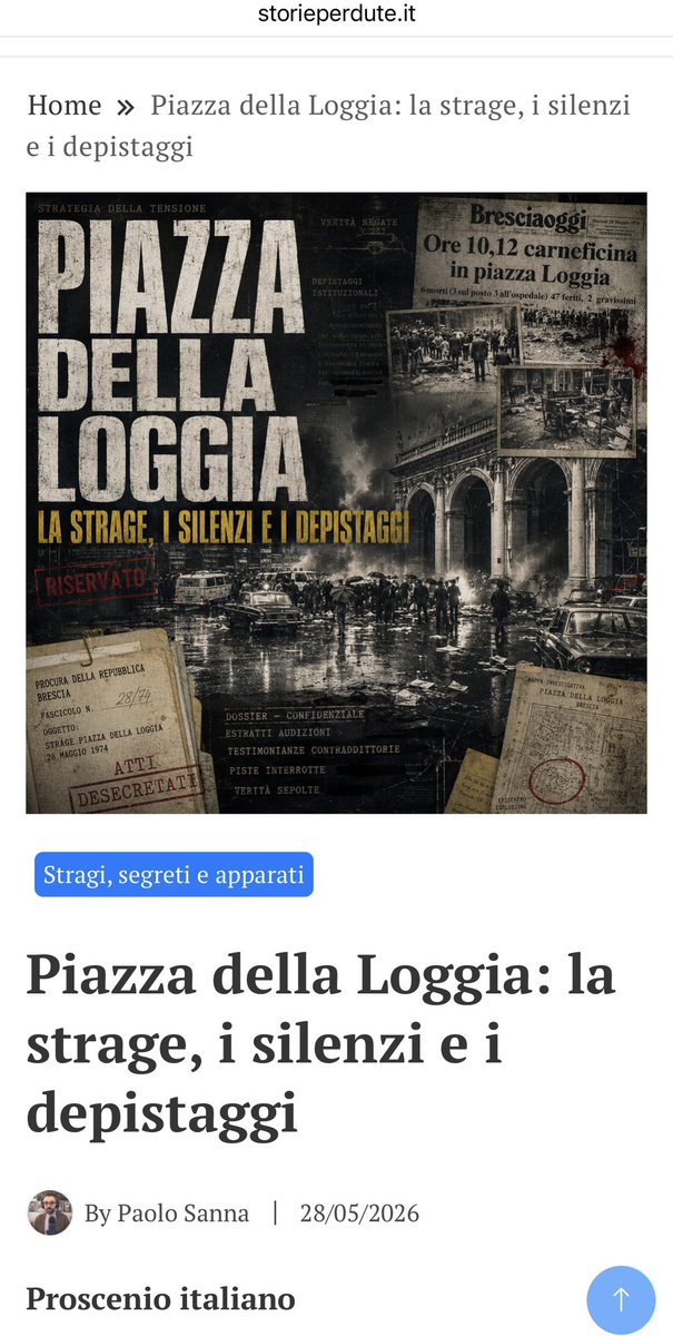 PaulSa85's tweet photo. Il 28 maggio 1974 una bomba esplose a #brescia, in #piazzadellaloggia. Eravamo nel cuore della strategia eversiva con cui si tentava la spallata al sistema democratico italiano. 
Ne ho parlato qui. 
Link: https://t.co/cbZE10gFV0

#CRONACA #strategiadellatensione #annidipiombo https://t.co/XITLQPf6Vs