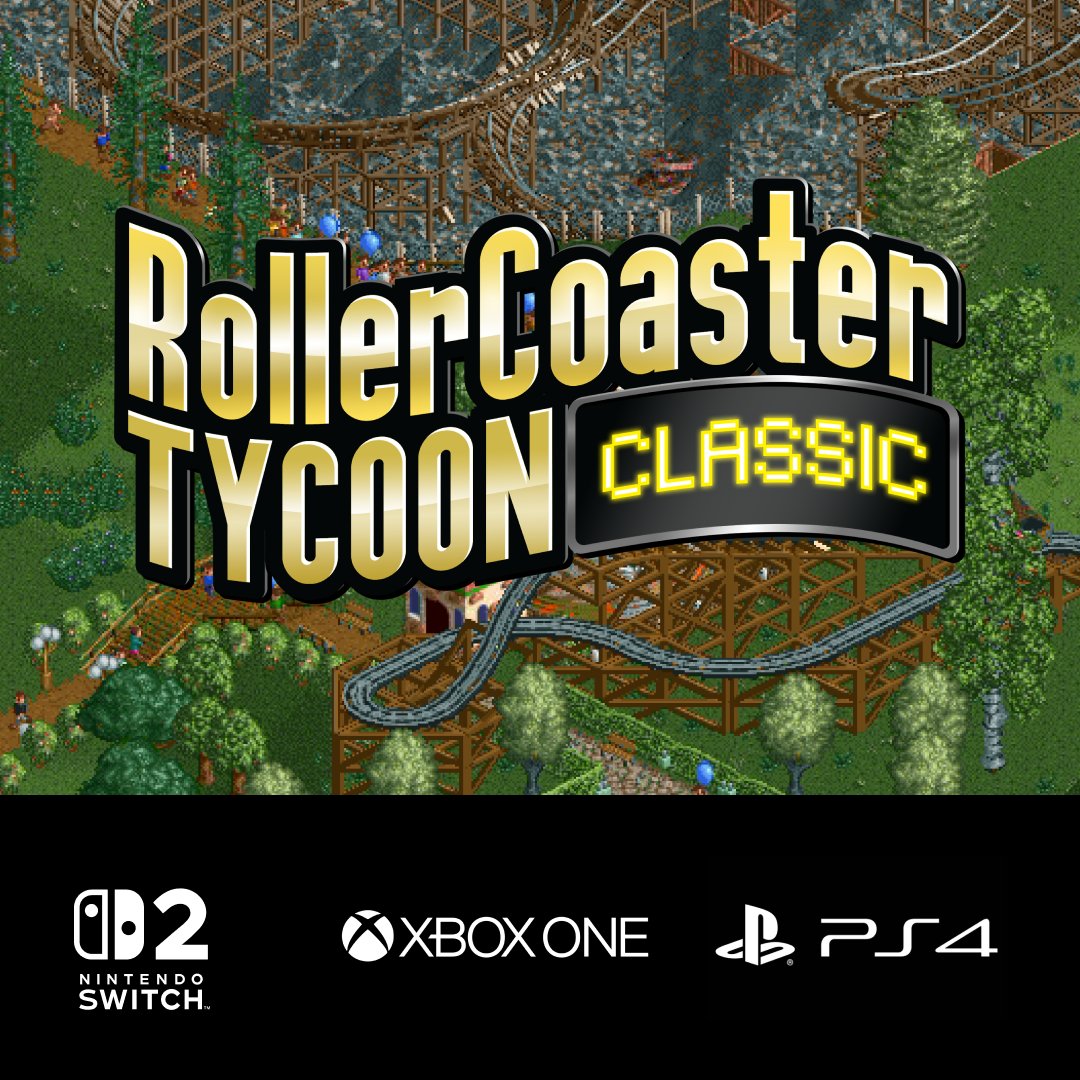 OfficialRCT's tweet photo. RollerCoaster Tycoon Classic is now available on Switch 2, PS4 and Xbox One!! 🎉🎈

Switch 2 edition features enhanced resolution and Joy-Con 2 mouse support.

Already own the Switch 1 version? Upgrade to the Switch 2 Edition with the $5 Upgrade Pack! https://t.co/60MY2VPr6d