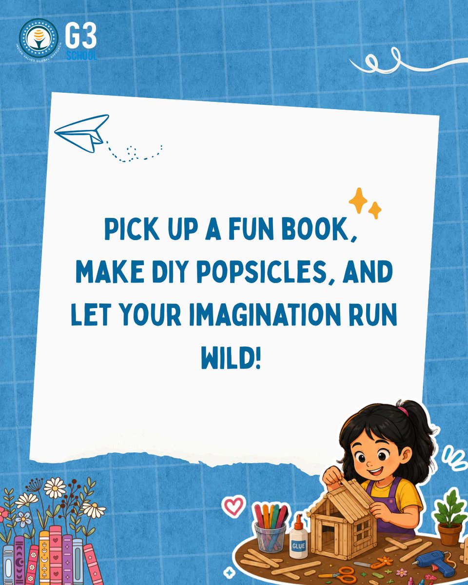 g3school's tweet photo. Summer break doesn't mean your brain takes a break too! From reading books to exploring nature, making DIY popsicles to visiting theme parks, there are so many fun ways to keep learning alive this summer. 

#SummerLearning #G3School https://t.co/tJKwr3lMy7