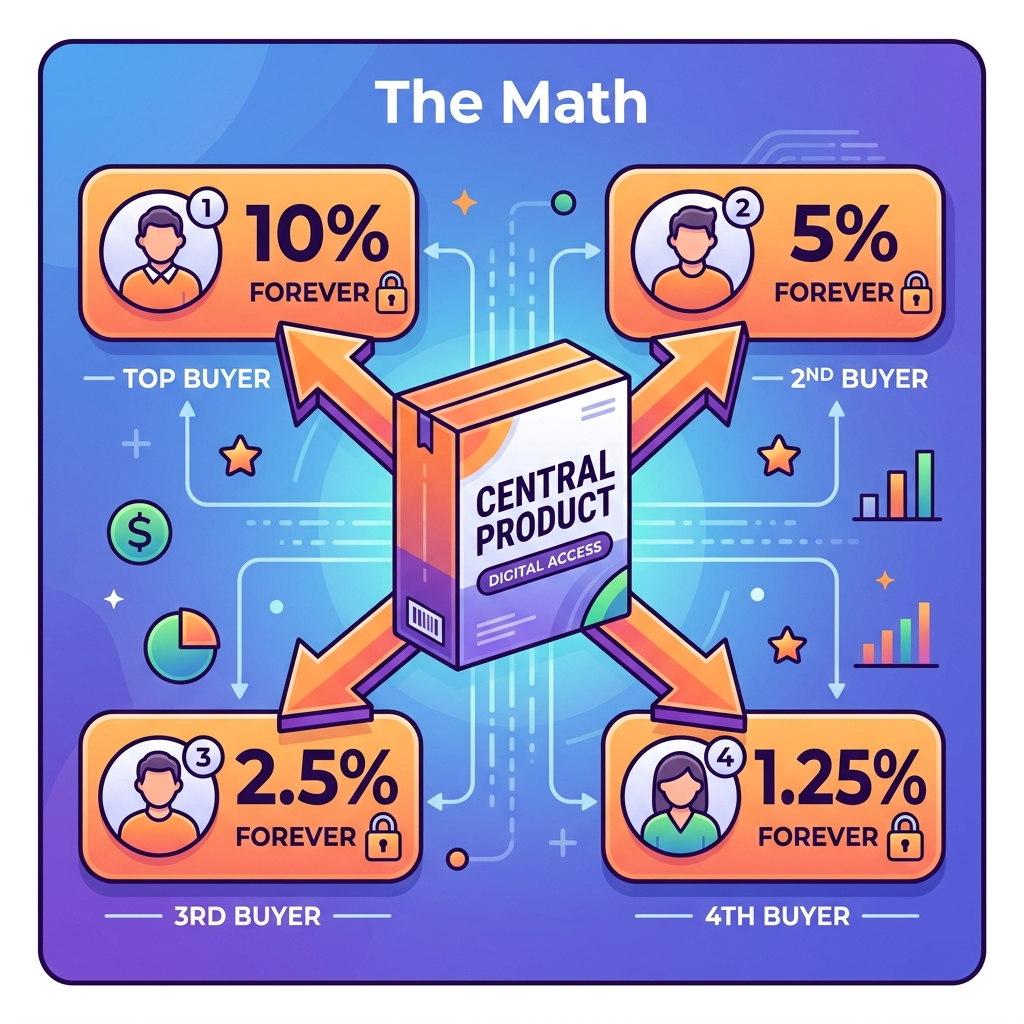 GeodeChain's tweet photo. Here is the math. Seller sets 20% Zeno's Incentive. First buyer: 10% of every sale forever. Second buyer: 5% forever. Third: 2.5%. Fourth: 1.25%. Through the first 20 buyers. Locked permanently. Cannot be changed. That is the power of being early on Geode Marketplace. Refer a https://t.co/CbCIhTx9DQ