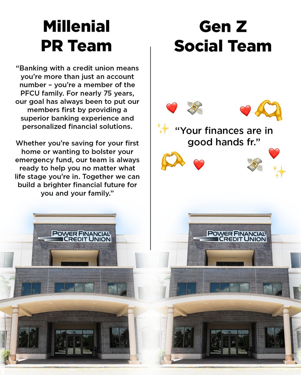 PowerFiCU's tweet photo. However you say it, having people who genuinely care about your financial future makes all the difference. ❤️ #PFCUdifference #BankingButBetter #FinancialFuture https://t.co/kqqOs9ujuM