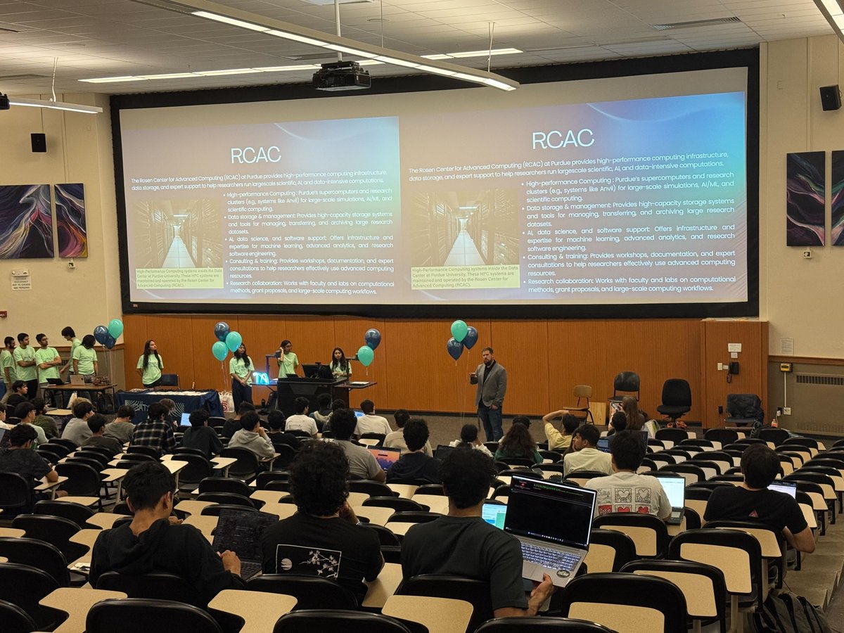 PurdueRCAC's tweet photo. RCAC makes an impact with hackathons and STEM focused summer camps in 2026!  As part of thesir outreach efforts, the center sponsored two hackathons this spring: Hack Indy 2026 and Catapult 2026. Read more about all these amazing events here: https://t.co/qxlHXQ7WRF https://t.co/fQpAMu0izw