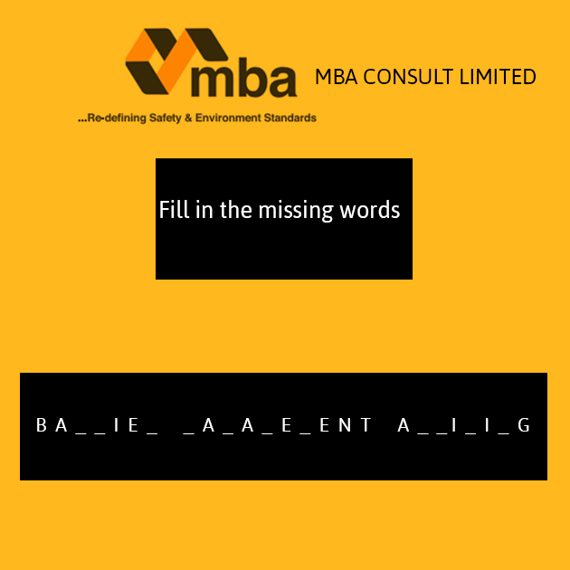 mbaconsultgh's tweet photo. Let's have fun filling in the missing words.
Send your responses in the comment section.
#MBAGroup #MBAConsult #HealthSafetyEnvironment #Consultancy #MissingWords https://t.co/LFEkynz1Yj