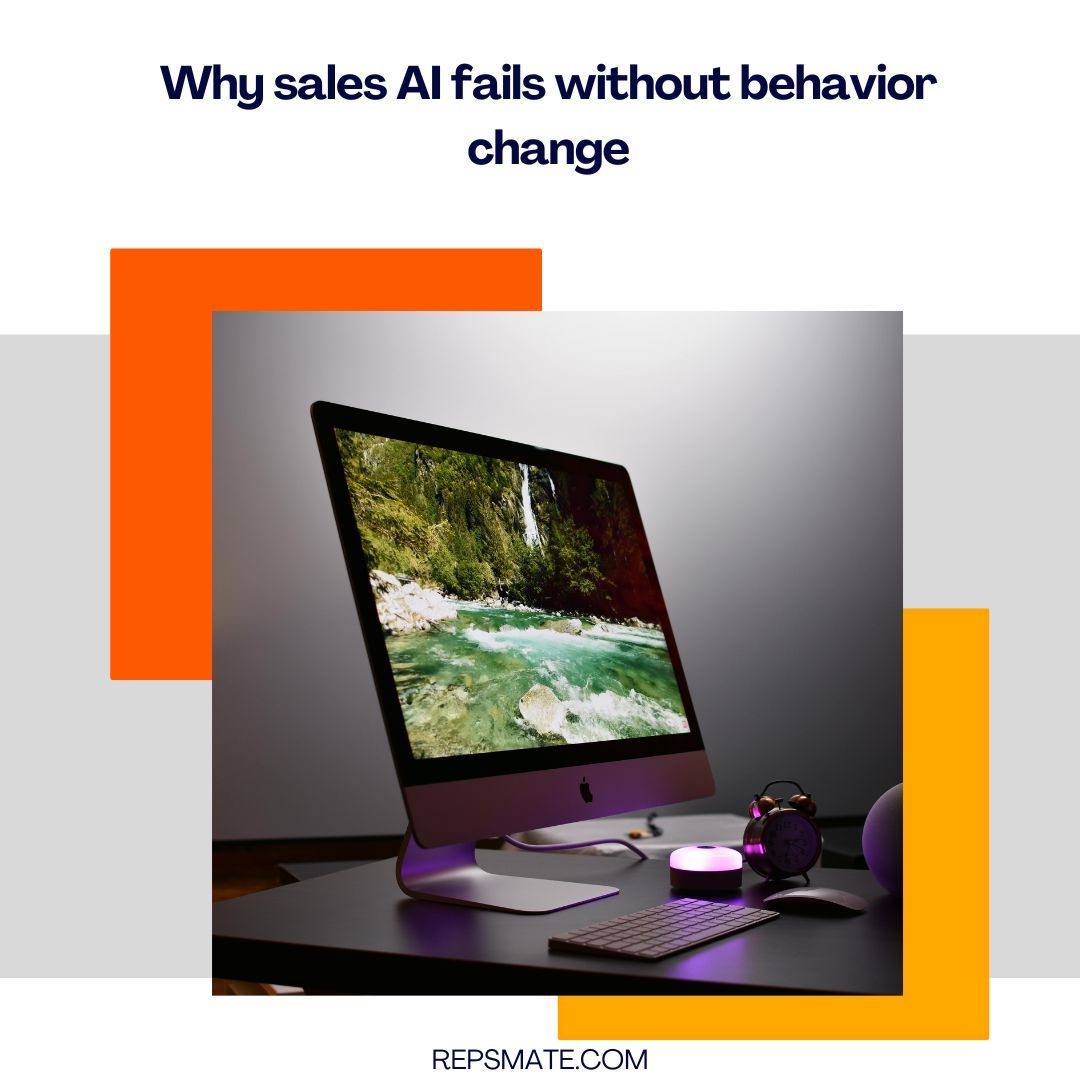 repsmate's tweet photo. Sales AI doesn’t fail because of tech.

It fails because reps don’t change behavior.

Insights ≠ impact.

Execution does.

Here’s how to close the gap 👇  
https://t.co/kJBKpqUH7g https://t.co/04xkih7Gdv
