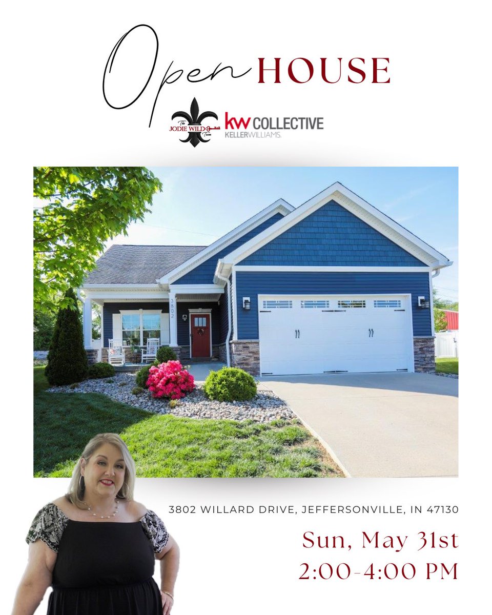 GoWild_RE's tweet photo. OPEN HOUSE SUNDAY🏡  Come join me this Sunday to tour this newly listed charming 3-bedroom, 2-bath cottage-style ranch in Jeffersonville!

📍3802 Willard Drive, Jeffersonville, IN 47130

📆 OPEN HOUSE: Sun, May 31 | 2:00 PM - 4:00 PM https://t.co/DYzbXrM7tR