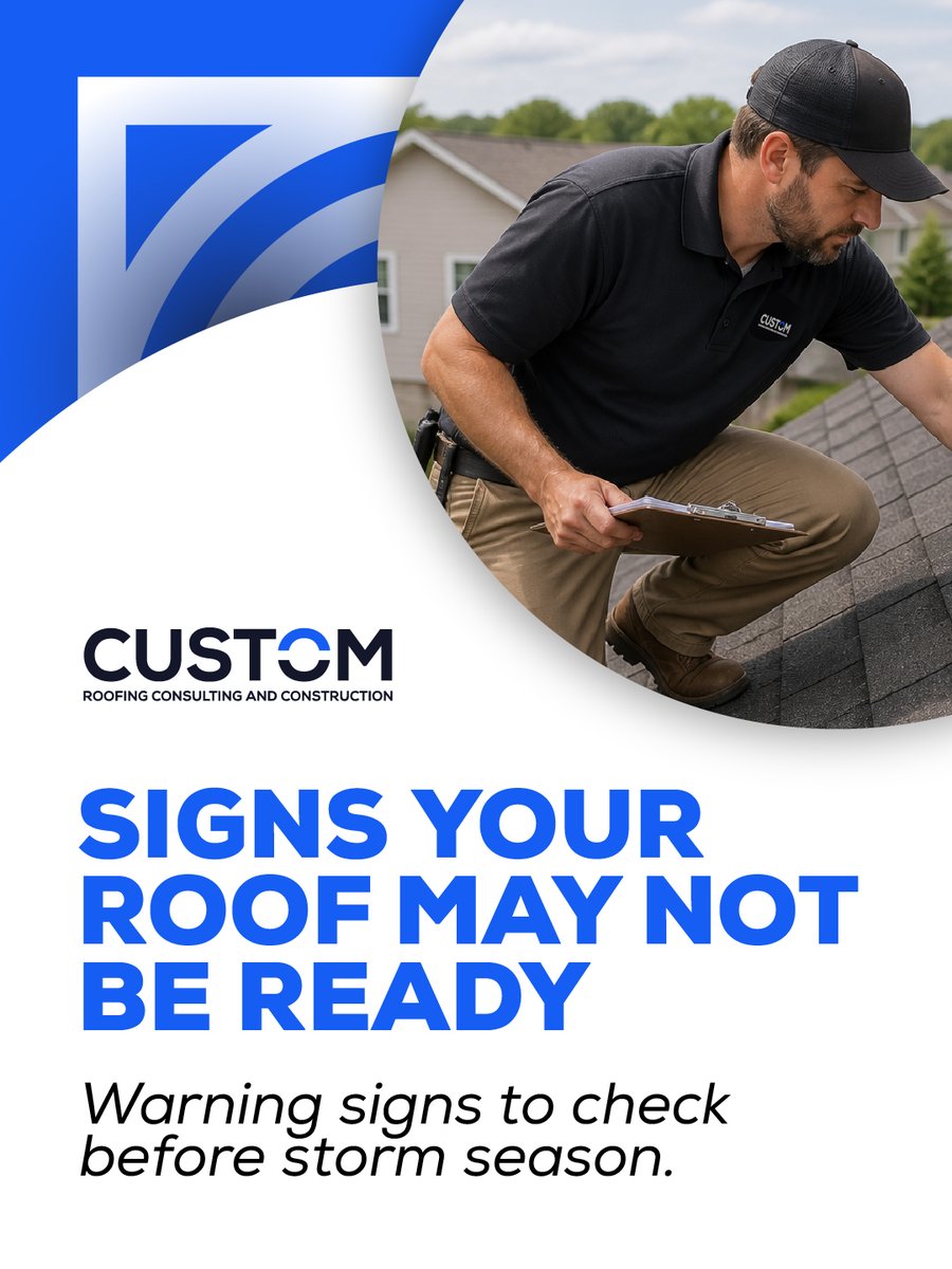 teamcustom_us's tweet photo. Is Your Roof Ready for Storm Season? βοΈπ
Spring storms can expose existing roofing problems.Β
Missing materials, water stains, and visible wear may indicate that your roof needs attention.Β
Schedule today: https://t.co/zVQ1HPC5lv
#CustomConstruction https://t.co/abS2kZa60t