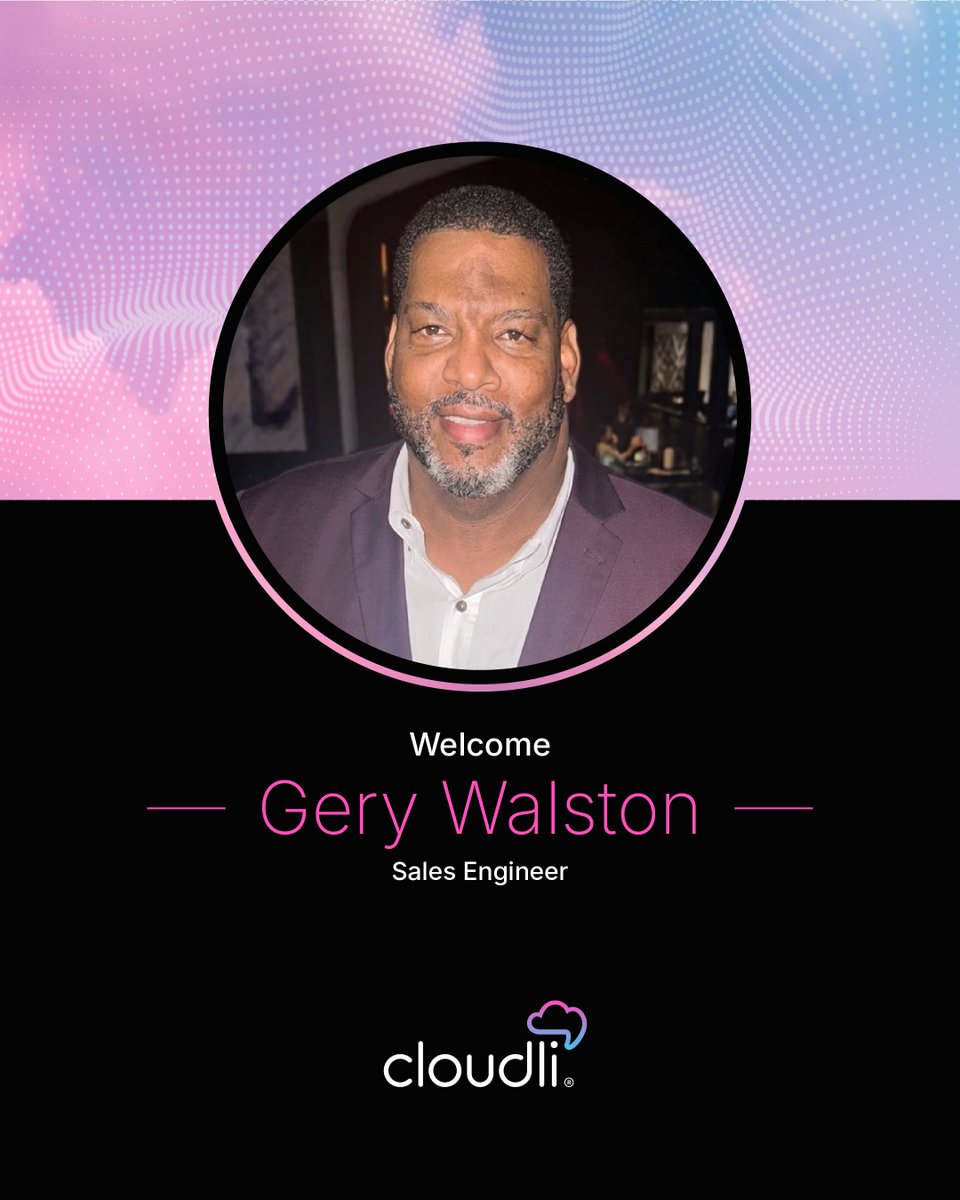 getcloudli's tweet photo. Cloudli is excited to welcome its new Sales Engineer, Gery Walston – welcome to the team, Gery! 

#Cloudli #CloudliCommunications #TogetherasCloudli #newhire #welcome #workfromanywhere #careers https://t.co/bXO1Yvz6P1