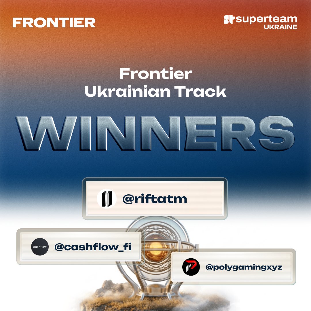 SuperteamUKR's tweet photo. Frontier @colosseum hackathon has been the most intense one yet for Superteam Ukraine 🇺🇦

It all started with Solana Startup Terminal - an 8-week educational program covering both business and development tracks for young founders and builders.
It brought together 30+ teams, many of which delivered strong results.

Huge kudos to Olya, Sasha, Kosta, @Bumble_9, @rijinyun, @Jeytery1, and @john_nomadz for leading this journey 👏

We also visited 7 universities and hosted 10 lectures, sharing opportunities within the Solana ecosystem for both founders and everyday users.
Special thanks to @RegressorPU for being such an active contributor.

Our Buildstation played a big role in connecting local teams and pushing their products forward - with pitch & roast and tech roast sessions, followed by online and offline demo days that rewarded the strongest teams and ideas.

Big appreciation to our special guests @ctonehour and @MaxHryshko for their support 🙌

We focused on balancing support for existing projects while bringing in new builders - and it worked. We ended up with 81 submissions and ranked in the global top 10 by registrations.

Huge thanks to everyone who built with us throughout the season, joined mentor sessions, asked hard questions, shared feedback, and kept showing up every week. 
Your dedication, curiosity, and willingness to help each other are what make this community stronger every season.

And now, we’re excited to share the winners of the local track:

🥇 $5000 - @riftatm 

Bidirectional crypto ATM powered by Solana | Buy & sell tokens, stablecoins, RWAs, and tokenized stocks

🥈 $3000 - @cashflow_fi 

Personal finance app - Earn yield on stablecoins, invest in gold and stocks, and more. Solana Mobile Hackathon winner, live on @solanamobile 

🥉 $2000 - @polygamingxyz 

Trading terminal built for esports prediction markets

We’re proud to see the quality of submissions improving year by year and we definitely can’t skip highlighting other great projects 👇

• @backyard_fi 
• @Blastit_trade 
• @DiScoreAI 
• @echoes_fans 
• @tsunammitools 
• @holdoutgg 
• @grindurus 
• @solwear_ 
• @NextVibeWeb3 
• @Orbital_Markets 
• @_Cryptelix_ 
• @Hashwallapp 
• @the_oxar 
• @SplitPactHQ 
• @ilyonProtocol 

and many more