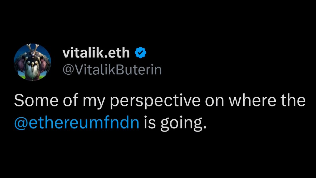 mvr_meta's tweet photo. Vitalik #Buterin's vision for the ethereum:native #Foundation The EF is no longer positioning itself as #Ethereum's "center" but as one specialized node among many — smaller, more focused, longer-lasting, and deliberately "unreasonable" in prioritizing core values over chasing mainstream trends. Core Focus: CROPS
• Censorship-resistant • Robust (capture-resistant) • Open • Private • Secure
EF will concentrate resources on what makes Ethereum deeply impressive in these dimensions — not raw speed/TPS (which Vitalik sees as a path to mediocrity). Concrete priorities:
• Provably bug-free Ethereum via #AI-assisted formal verification. • Unique consensus properties: safe under asynchrony (BFT-style) and #secure against up to 49% attacks (Bitcoin-style). • Intermediary minimization (e.g., better inclusion for smart contract wallets and privacy tools like Railgun via FOCIL, EIP-8141, etc.).
Other highlights:
• EF will sell less ETH to extend its runway and longevity. • Vitalik's own influence continues to decrease (by design); the board is expanding. • EF will be more opinionated culturally and make hard choices, even if it means some talent/#projects move outside.
The Ethereum Foundation's goal is to make Ethereum a 'sanctuary technology' in an AI-driven world of acceleration, surveillance, and #corporate/#government control.