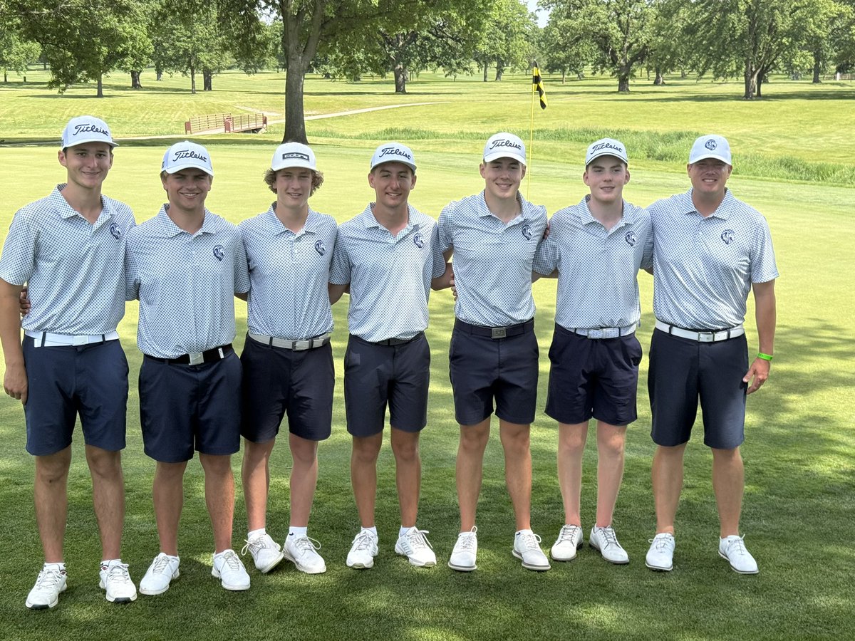 DMCAthletics's tweet photo. The DMC boys golf team finished another successful season at the State golf meet in Waterloo with an 8th place finish.  Thank you to our seniors - Braden, Charlie, Noah and Parker. https://t.co/xWt3S1VIoS